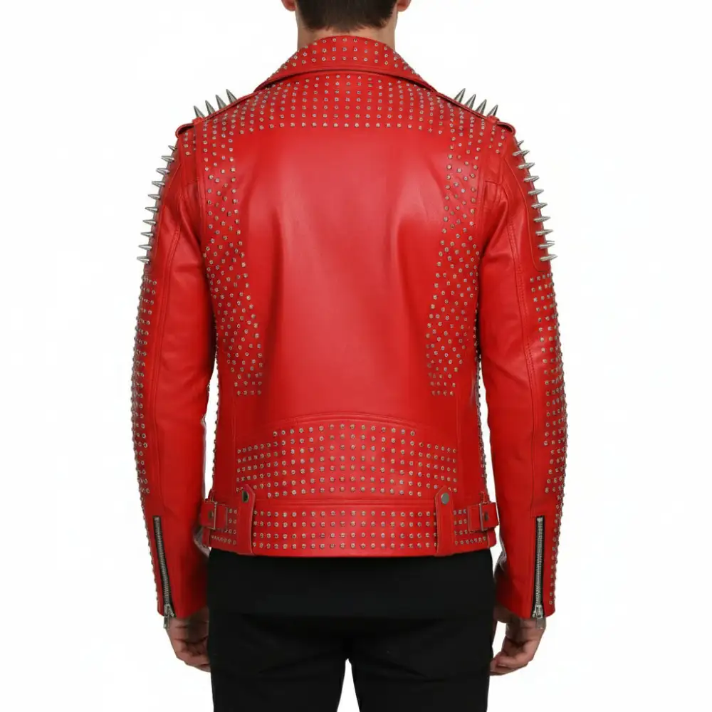Structured Leather Biker Studded Jacket