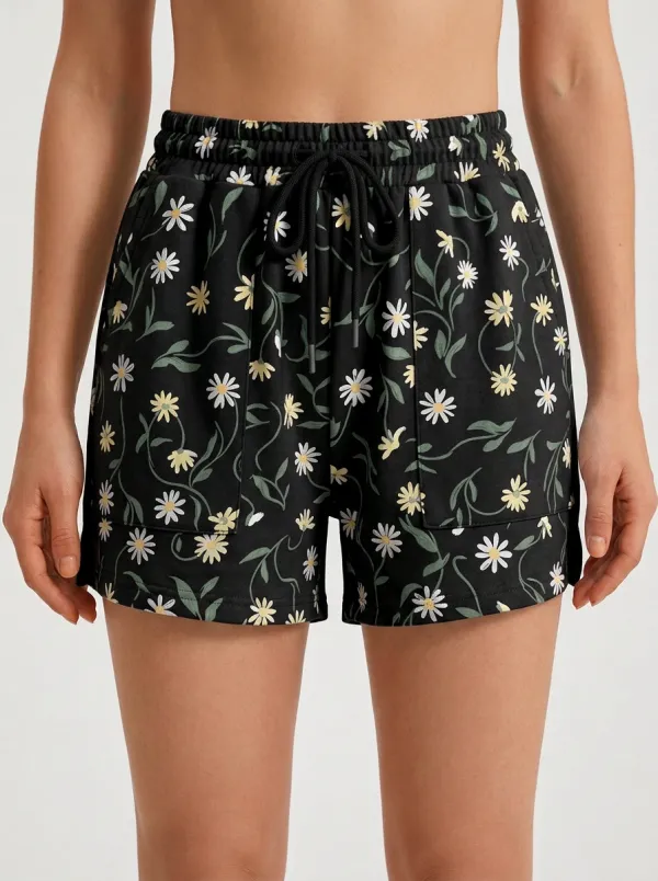 Women's Daisy Vine Patch-Pocket Lounge Shorts