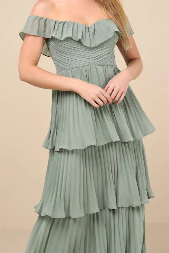 Always Remarkable Light Blue Floral Off-the-Shoulder Maxi Dress