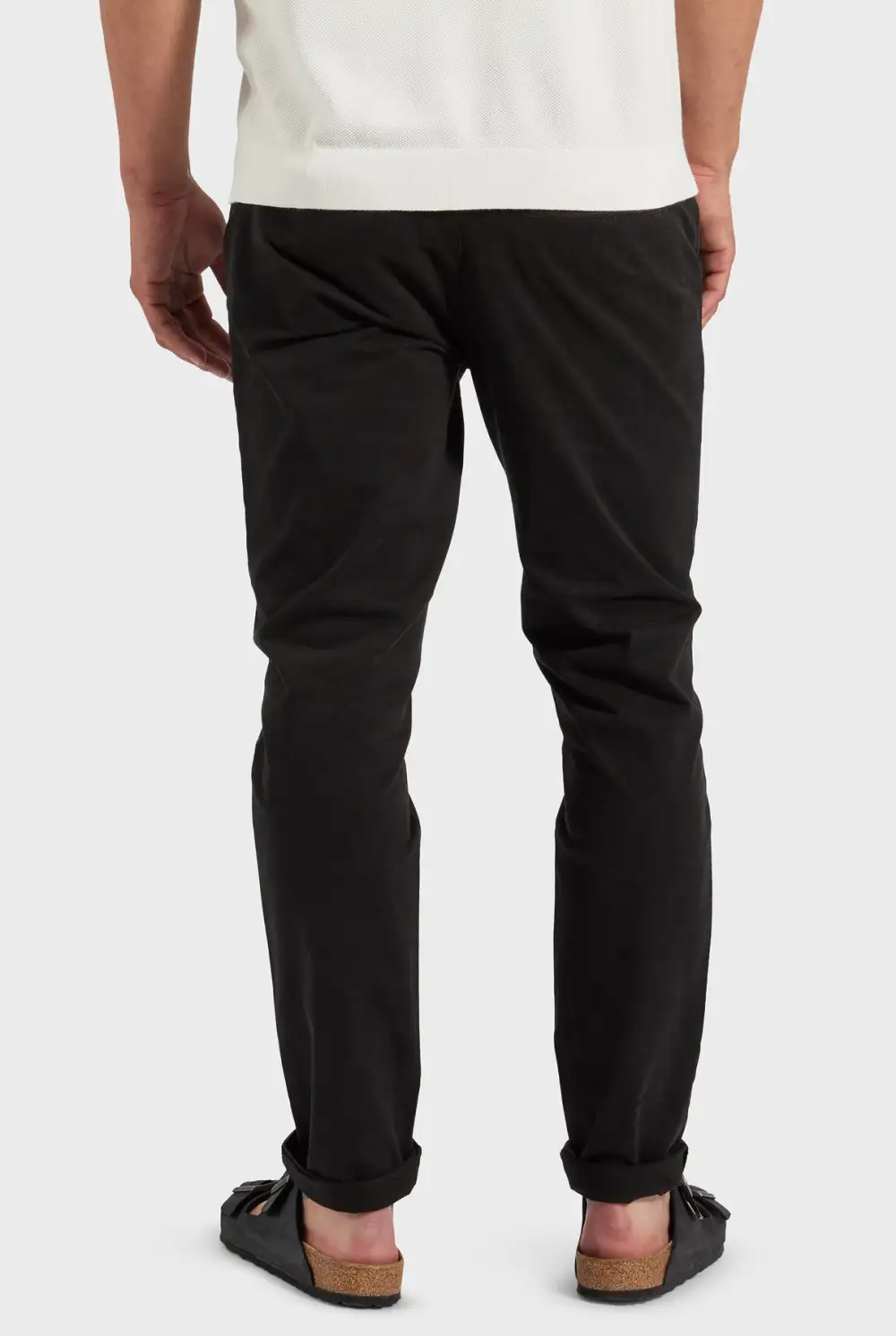 Cotton Blend Slim Leg Trousers