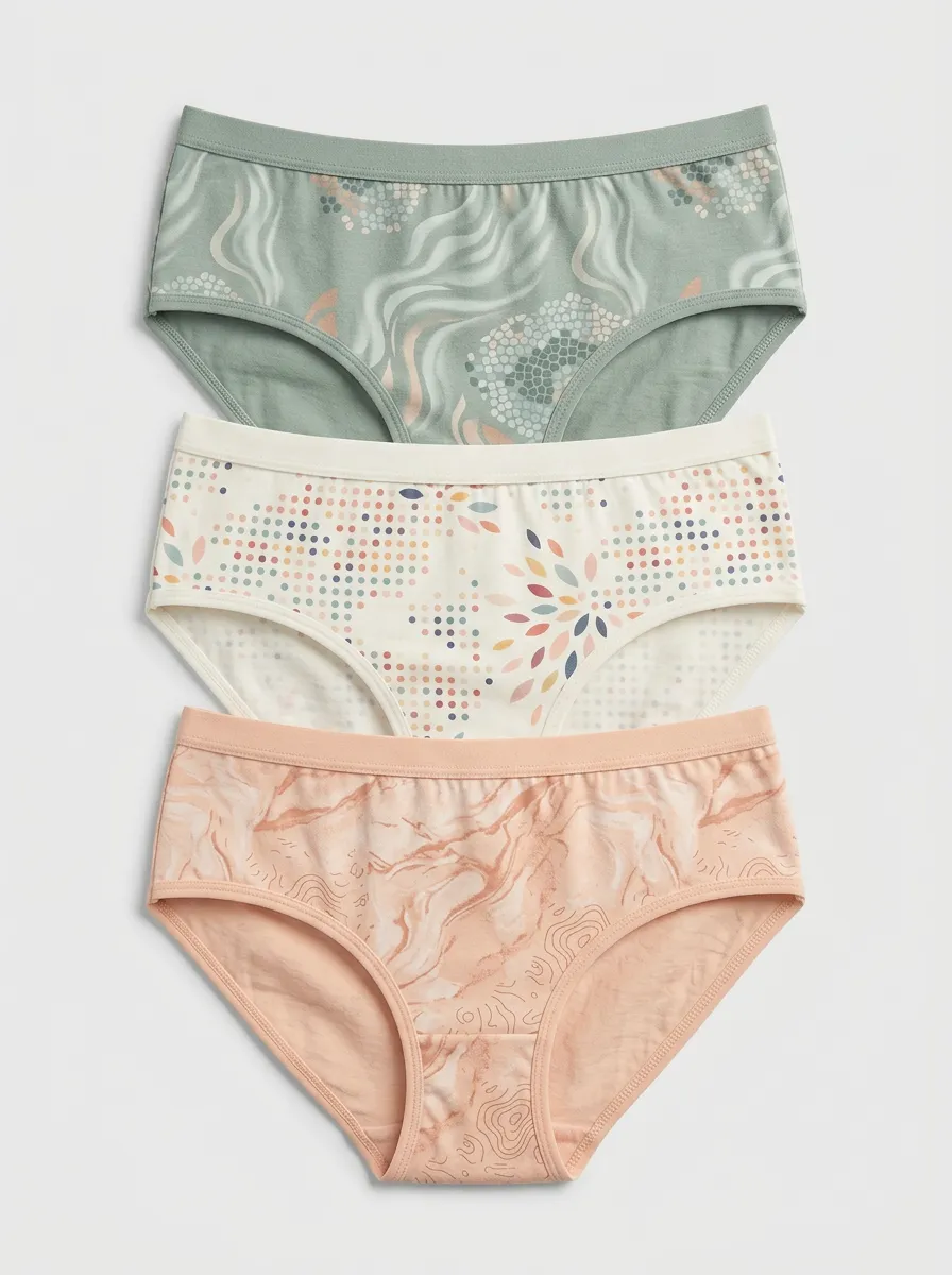 Women's Boho Abstract Floral Print 3-Pack Briefs
