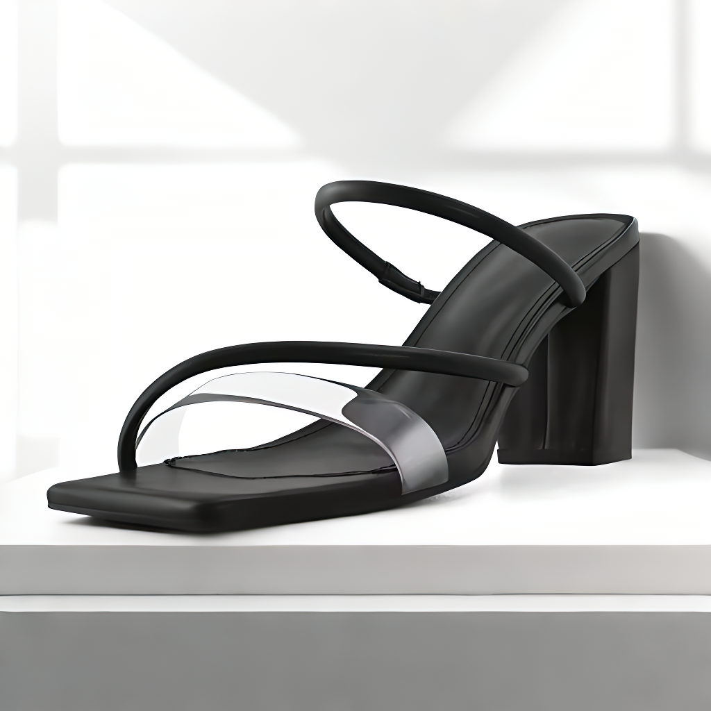 Celestia Clear Strap Block Heels