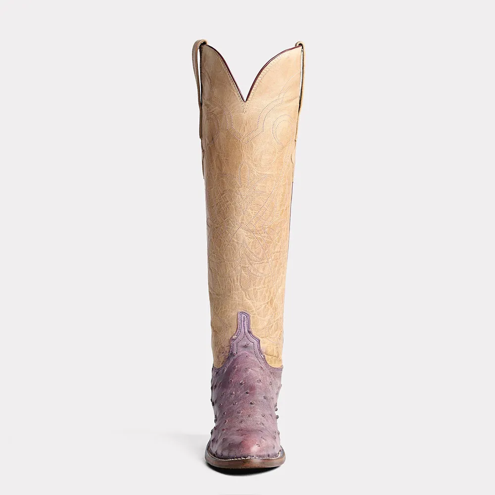 Faux-Leather Block-Heel Platform Knee-Length Western Boots