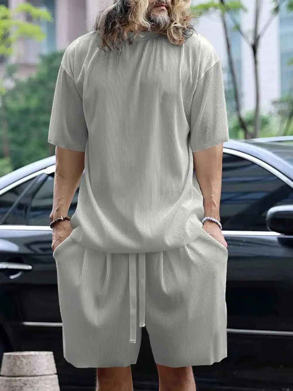 Modern Round Neck Short Sleeve Top and Shorts Set