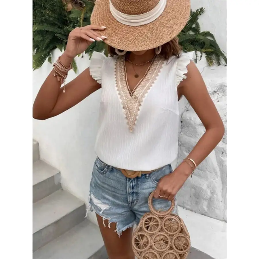 V-Neck Ruffled Tank Top