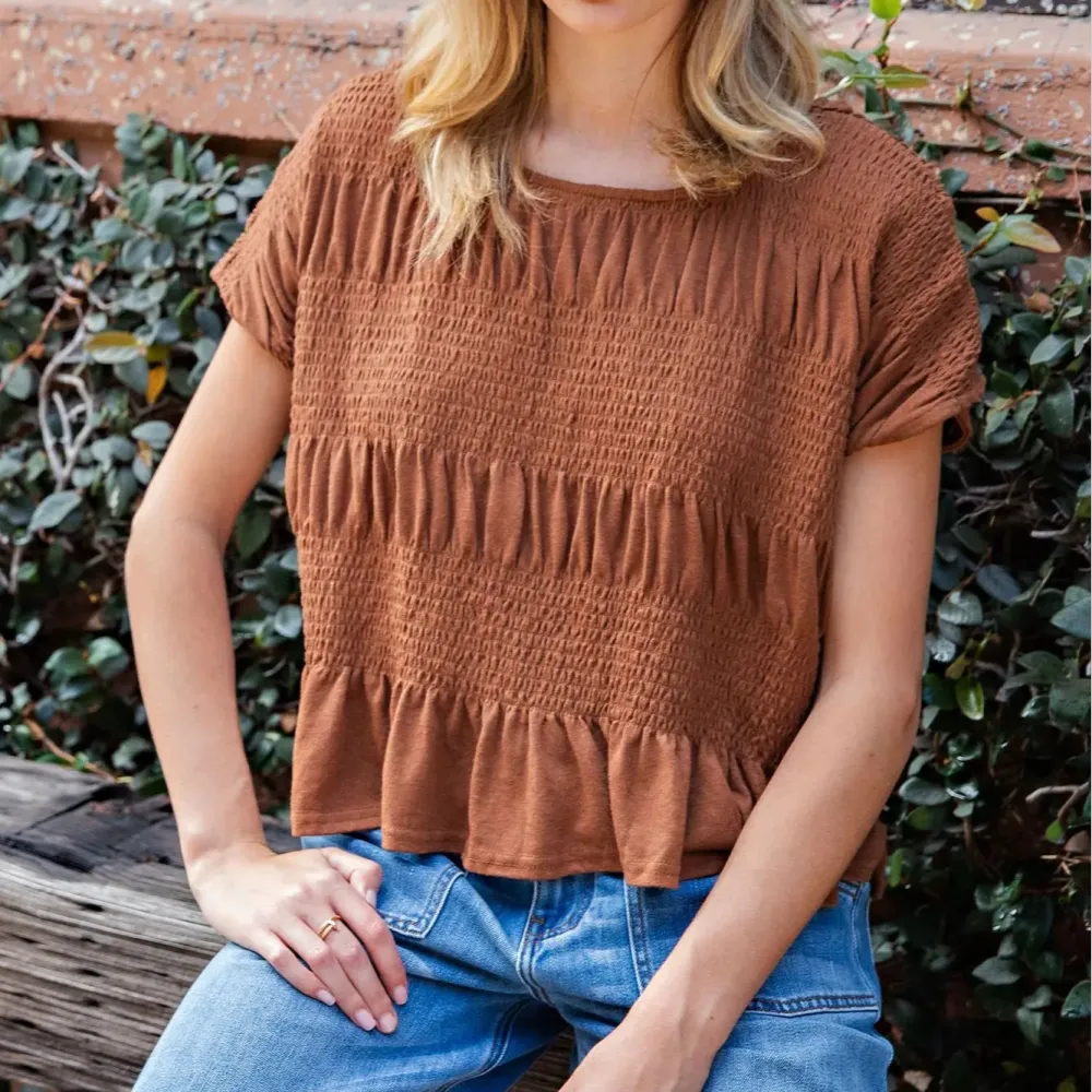 Mineral Washed Smocked Top