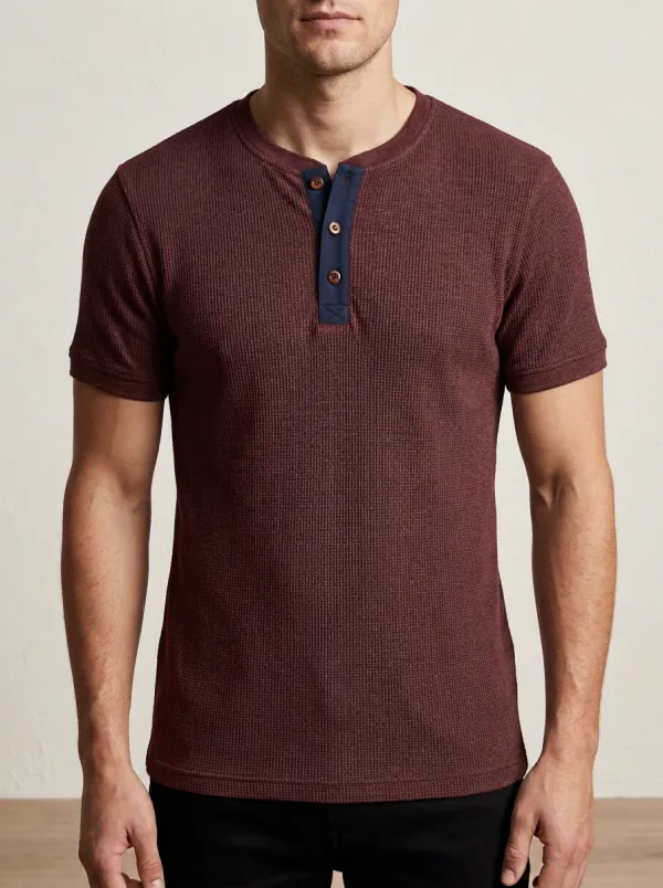 Button-Placket Men's Short-Sleeve Henley Shirt