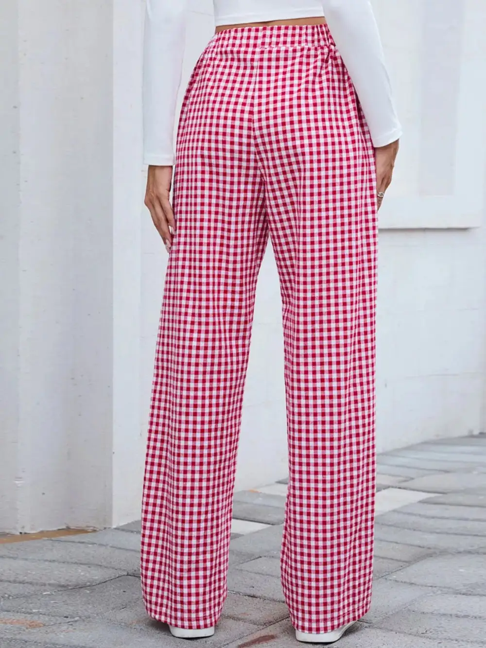 Relaxed Plaid Wide Leg Pants