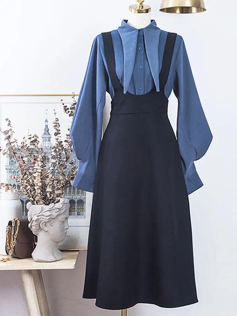Textured Bow Shirt Maxi Dress