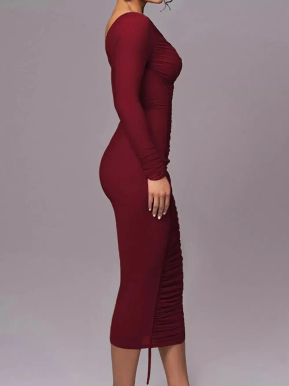 Smooth Finish Ruched Midi Dress