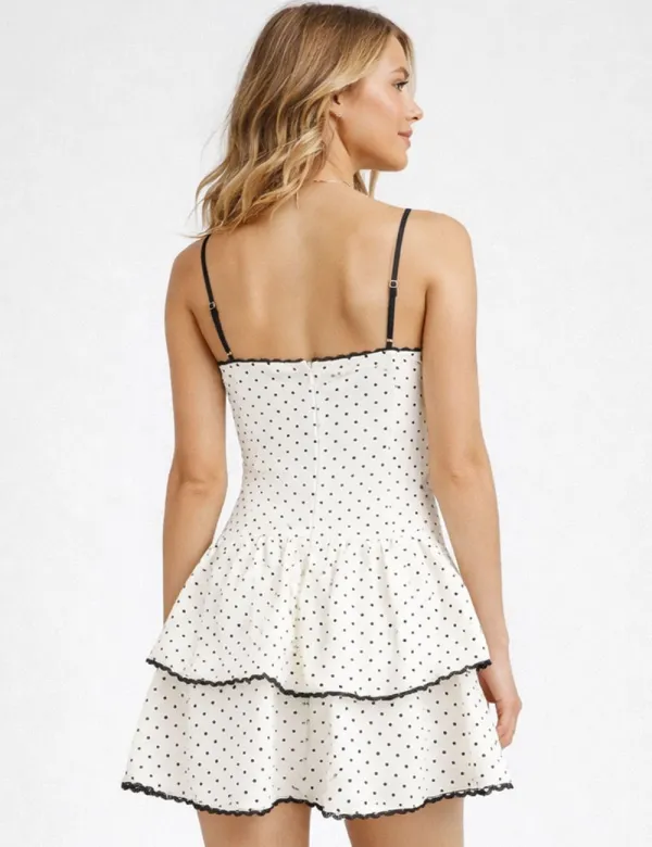 Chic Polka Dot Sweetheart Neck Cami Mini Dress