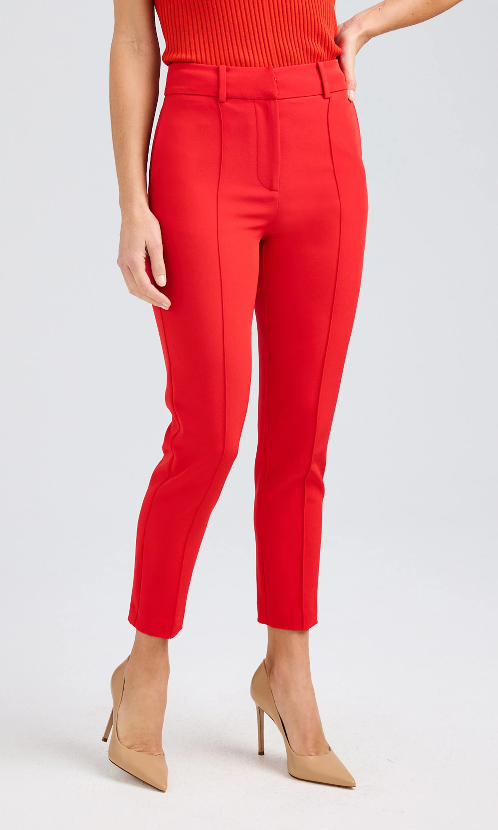 Red Skinny Casual Trousers