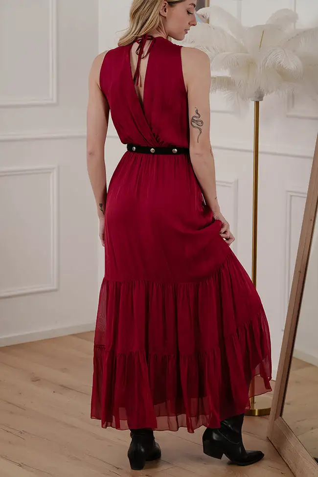 Modern Maxi V Neck Dress
