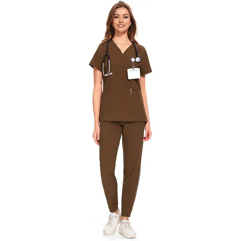 Women's V-Neck Workwear – Short Sleeve & Sleeveless Options with Inner Lining