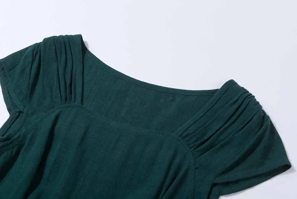 Classic Linen Cotton Fit And Flare Swing Midi Dress