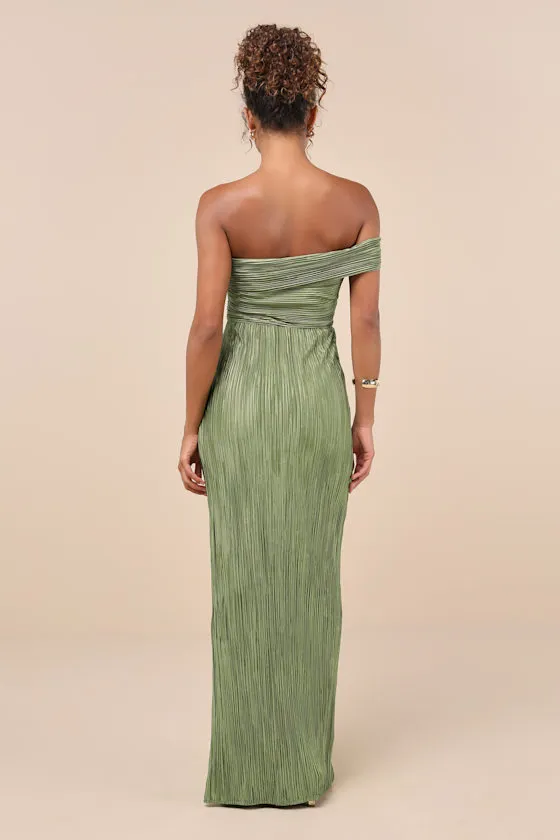 Poised Performance Fuchsia Plisse One-Shoulder Maxi Dress