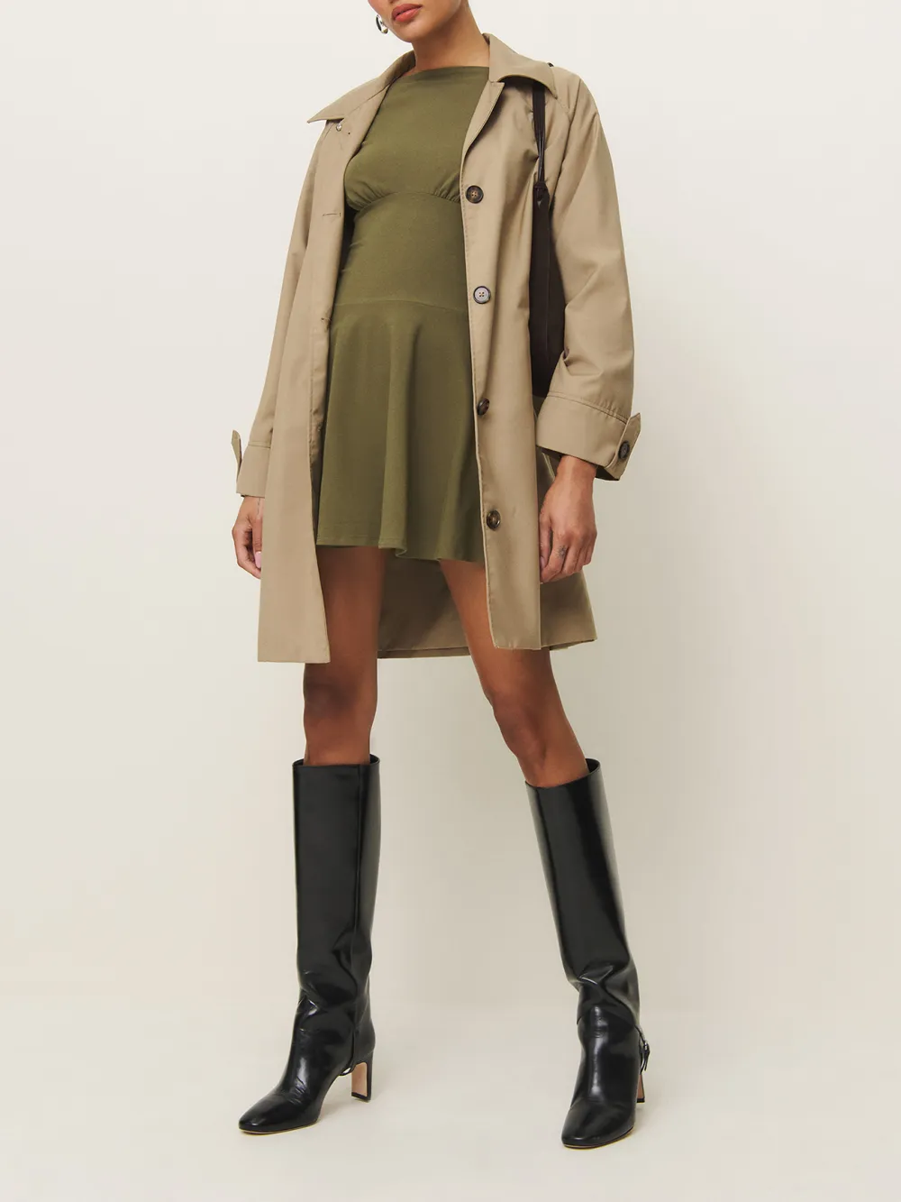 Asymmetric Neck Long Sleeve Knit Mini Dress