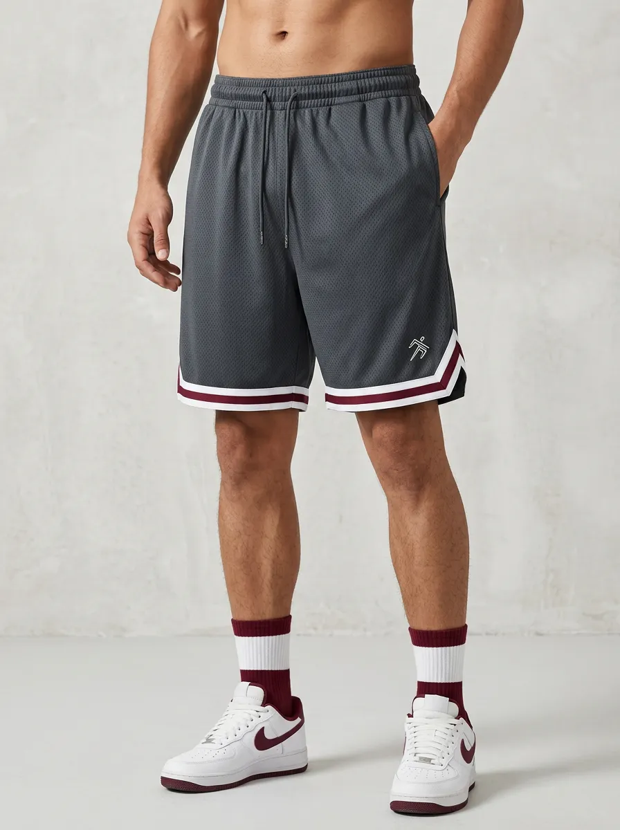 Sporty Striped Detail Edit Men's Basketball Shorts