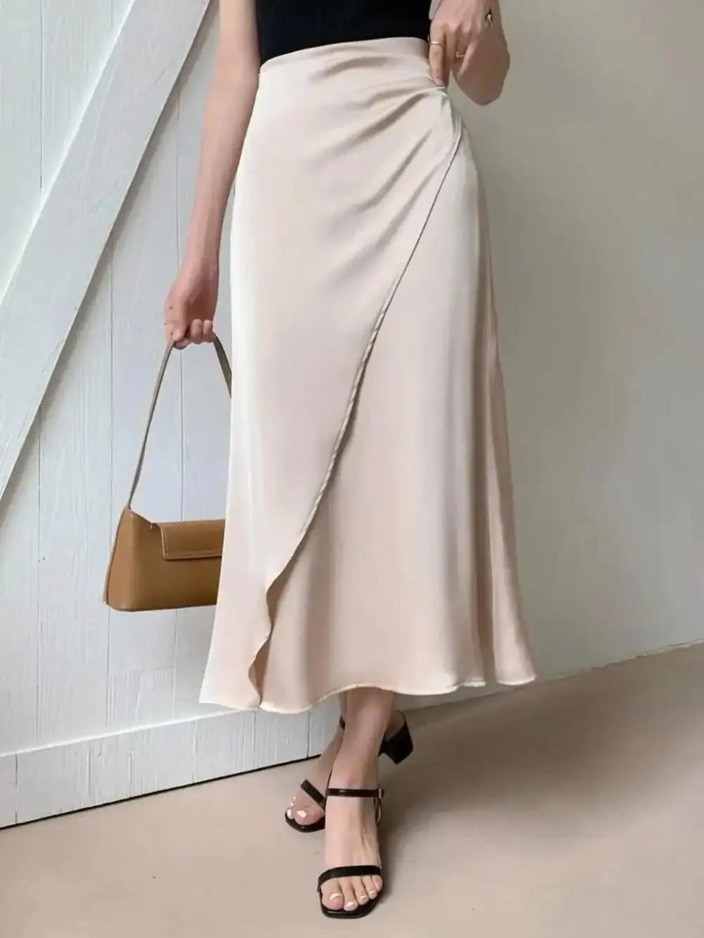 Airy Wrap Asymmetric Skirt