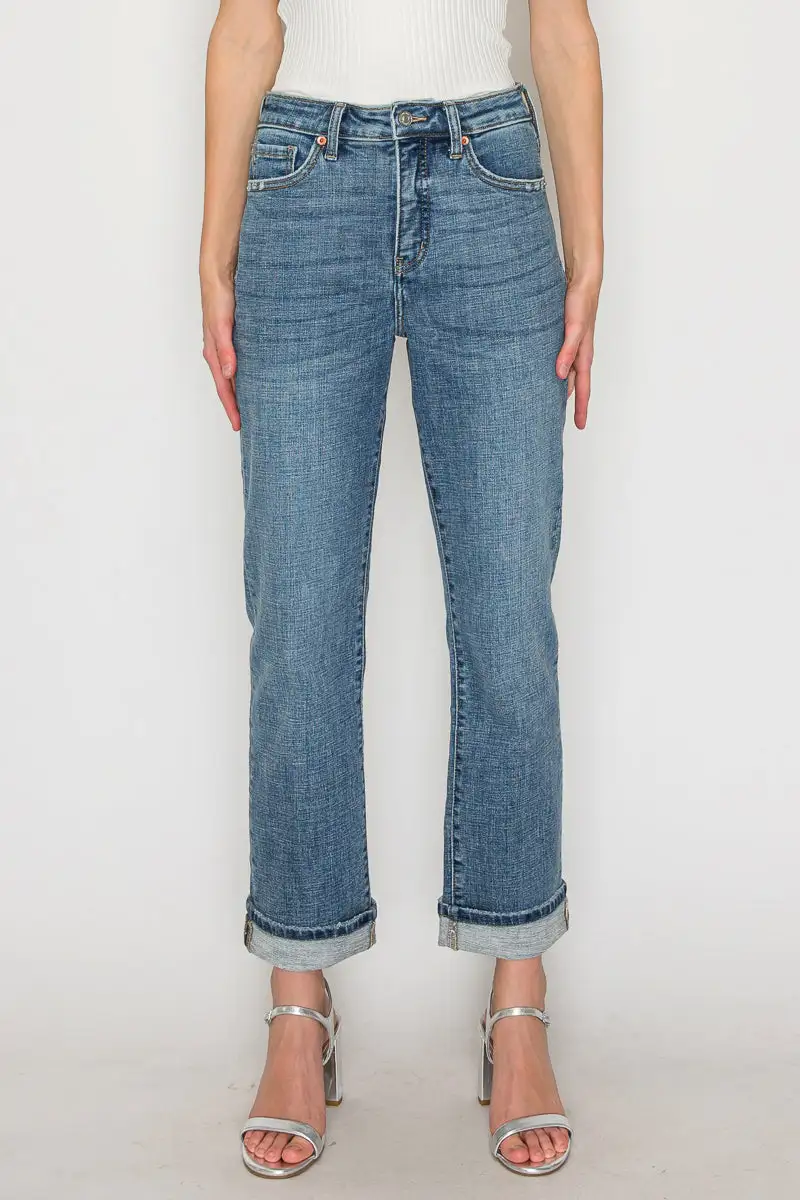 Active High Rise Straight Leg Relaxed Denim Jeans