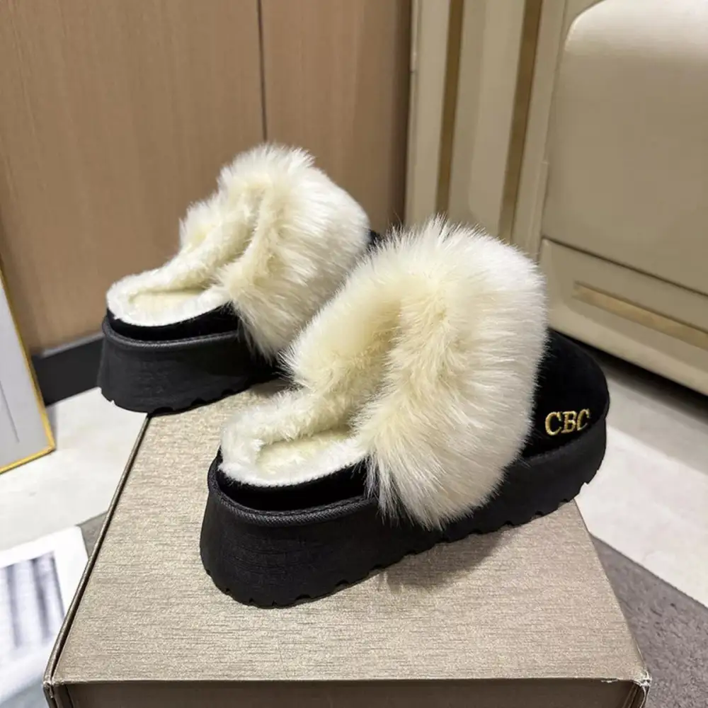 Furry Platform Slippers