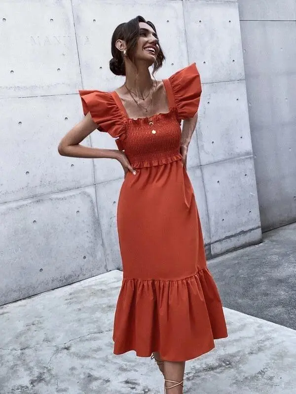 Women Solid Backless Bow Fitted Dress