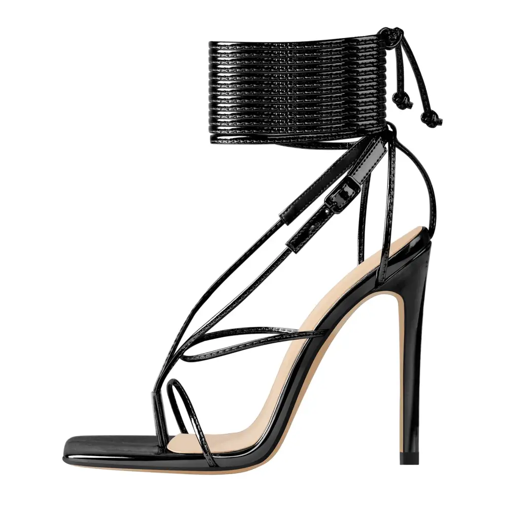 Square Toe Strap Stiletto Modern Sandals