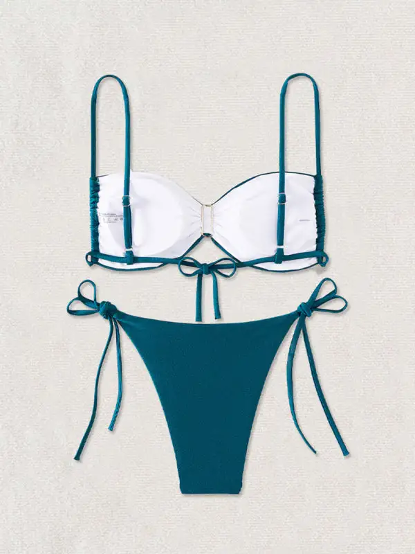 Backless Metal Pin Bikini Swim Set