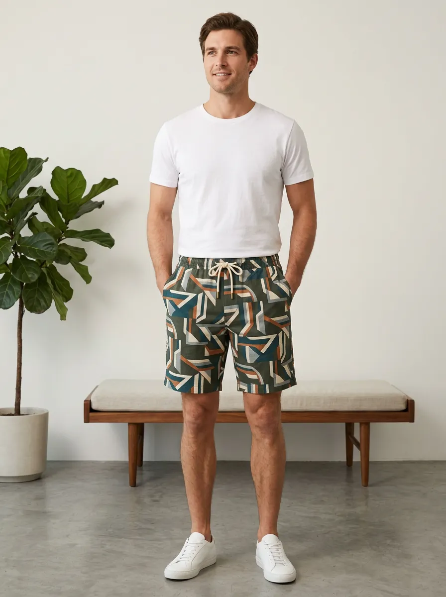 Modern Casual Graphic Print Geometric Print Check Print Men's Patterned Casual Pants