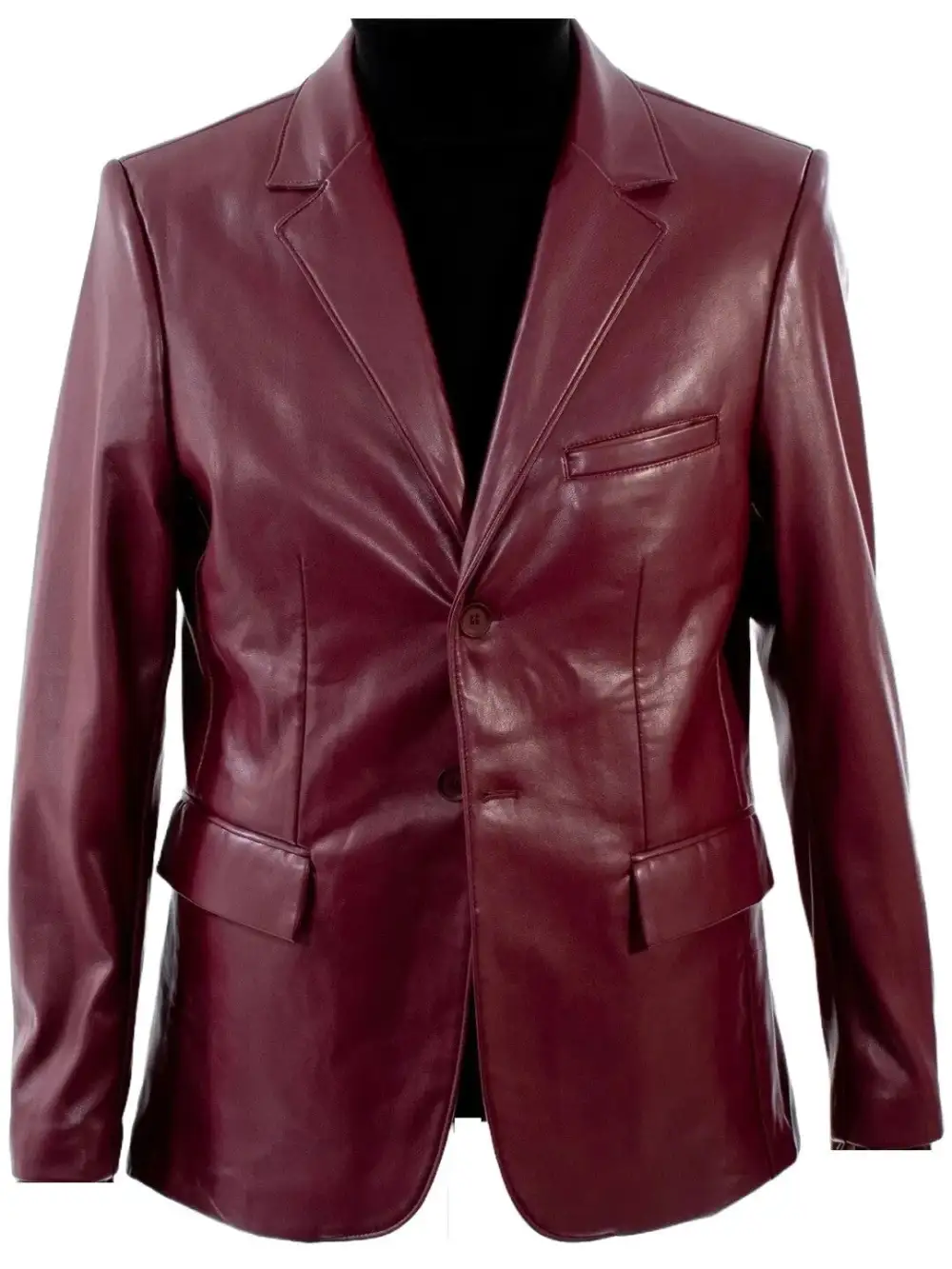Relaxed Versatile Notched Lapel Leather Blazer