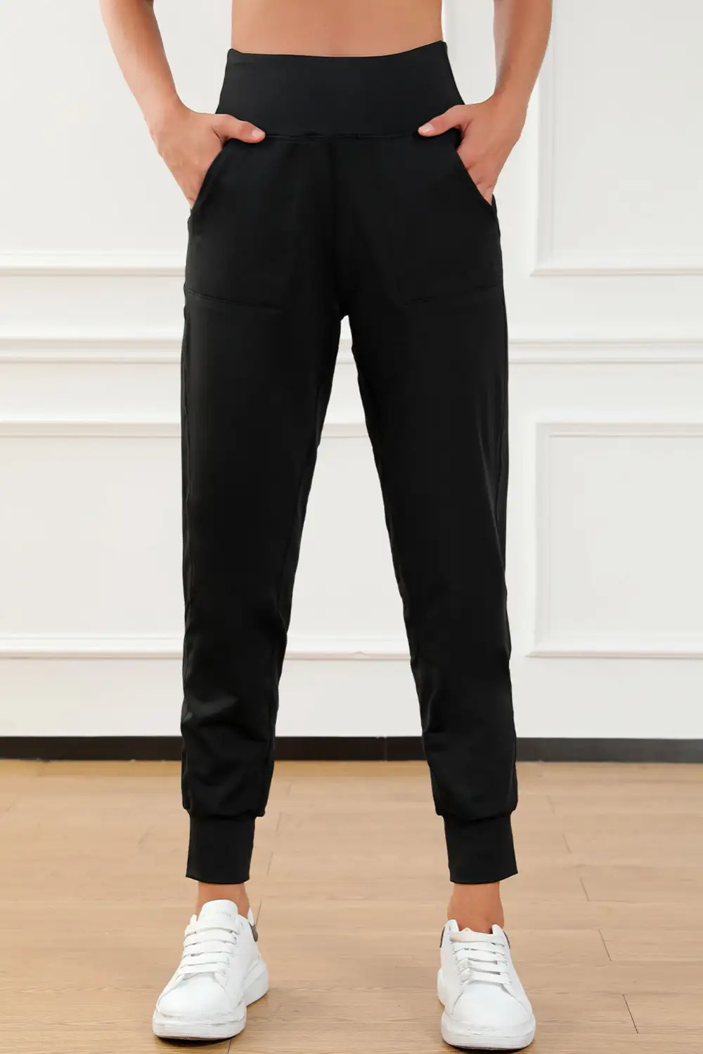 Refined High-Waist Pocketed Jogger Pants