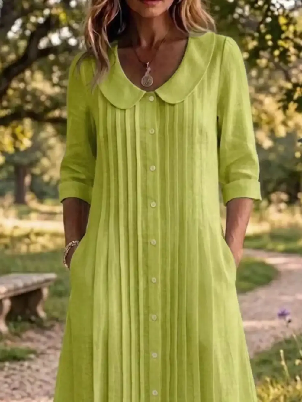 Peter Pan Collar Button-Down Dress