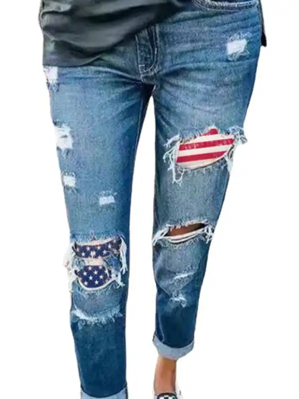 Tailored Ripped Denim Jeans