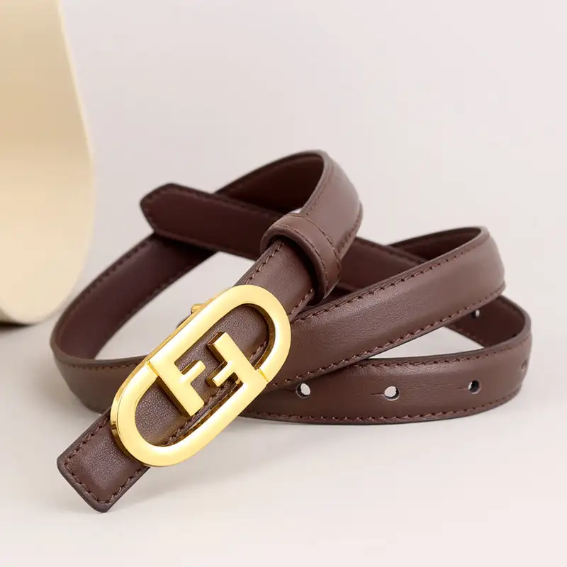 Elastic Leather Belt with Golden Buckle