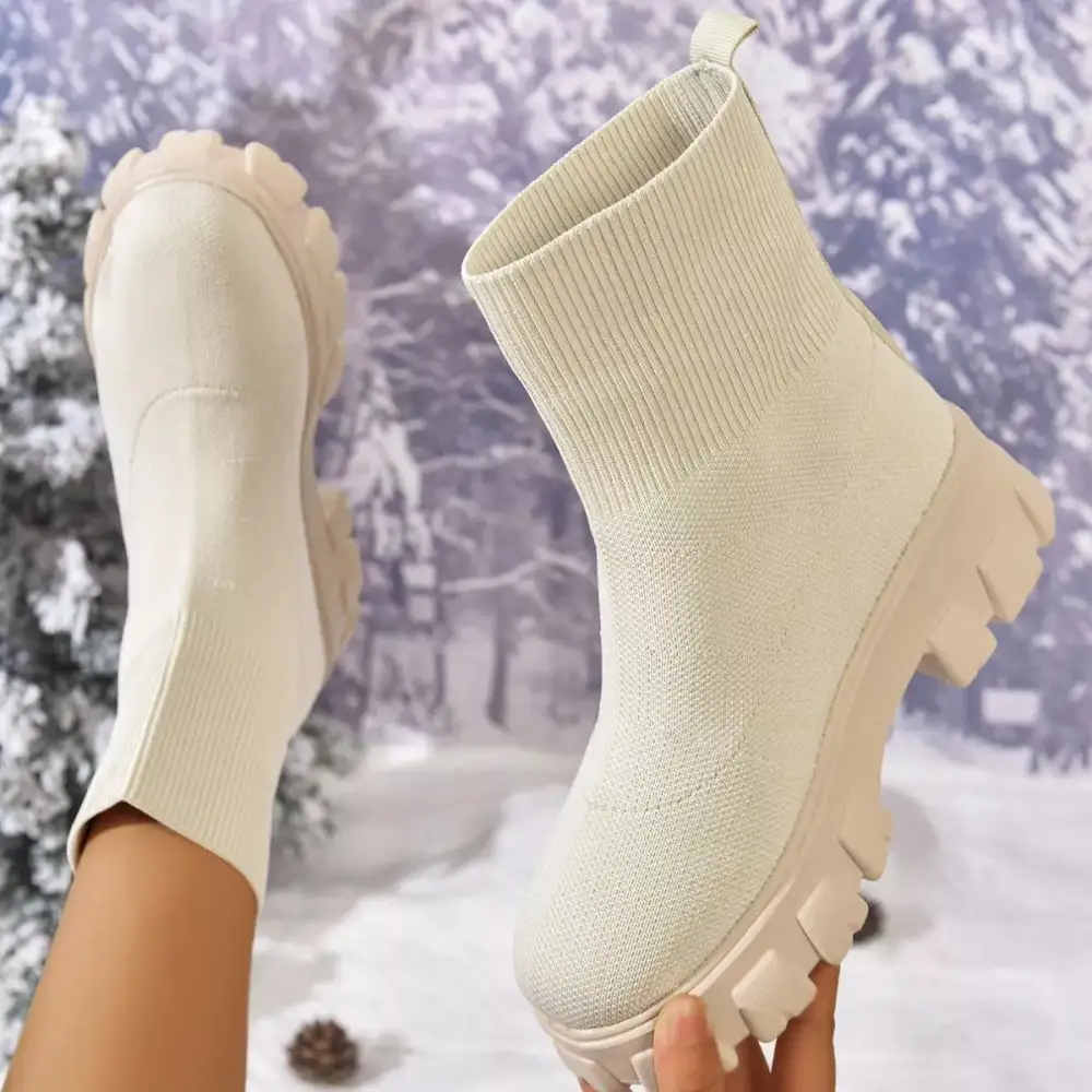 Round Toe Block Heels Boots