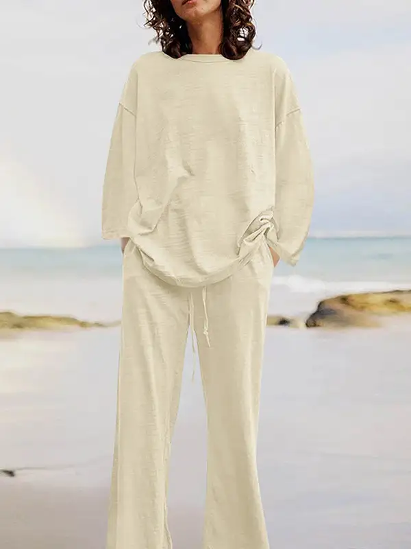 Relaxed Long Sleeve Blouse And Pants Set