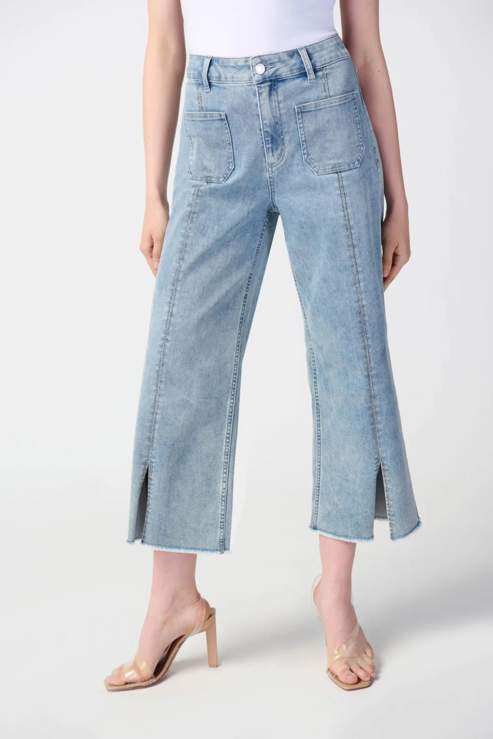 Light Blue Split - Hem Cropped Jeans