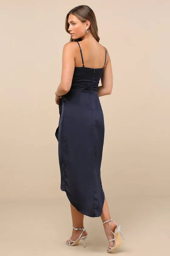 My Favorite Day Light Blue Floral Print Tulip Skirt Midi Dress