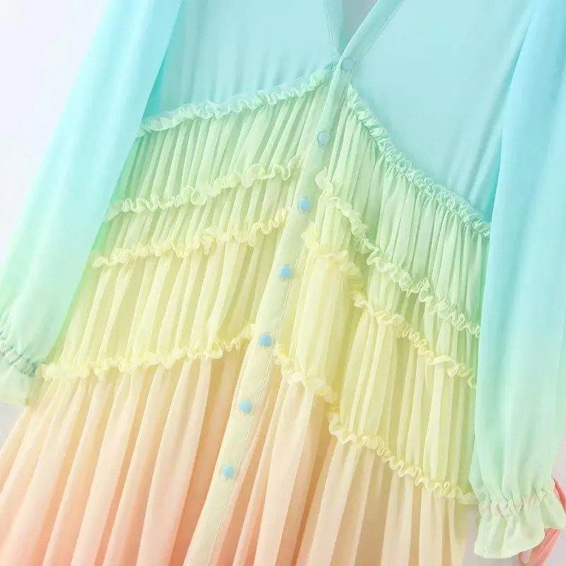 Summer Rainbow High Low Maxi Dress
