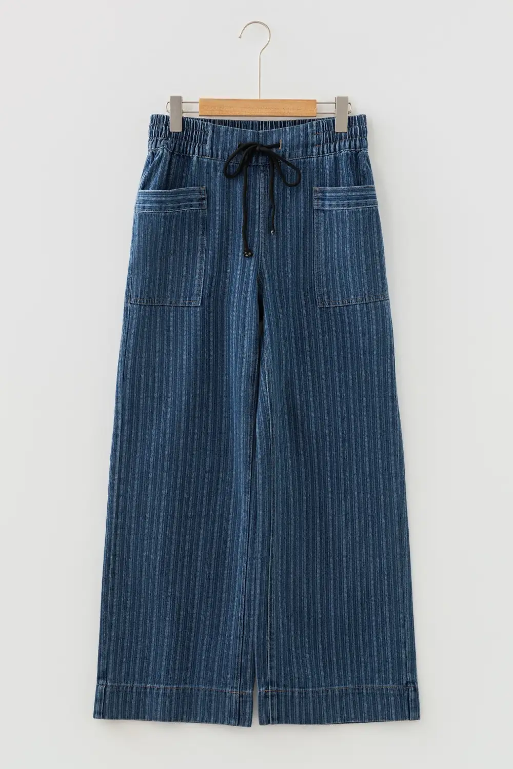 Loose Drawstring Pocketed Stripe Contrasted Jeans