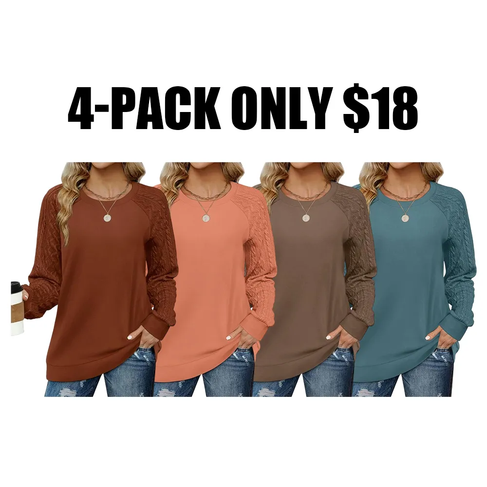 Women's crew neck cable knit sweater with long sleeves