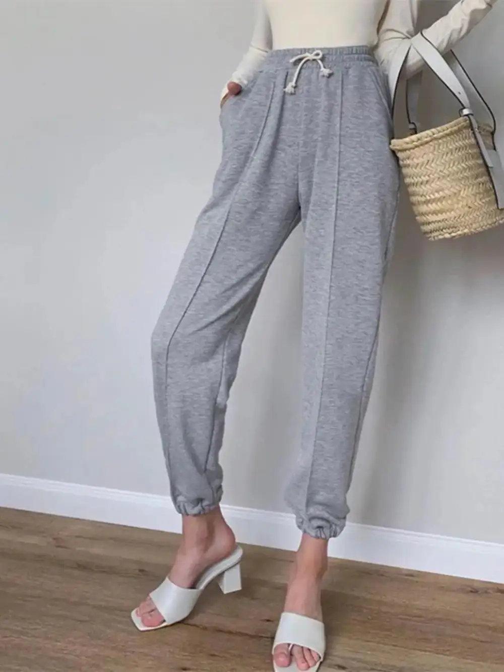 Refined Drawstring Pocketed Jogger Pants