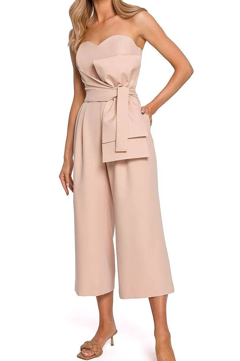 Corset Bow Wide Leg Jumpsuit