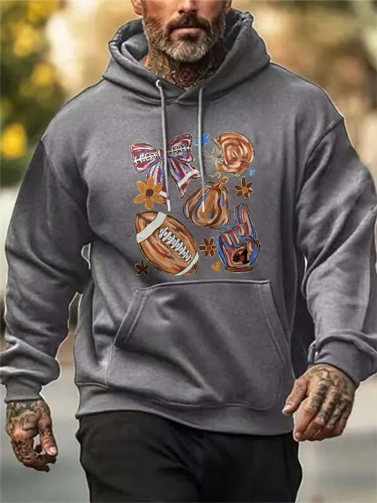 Football Printed Casual Loose Hoodies