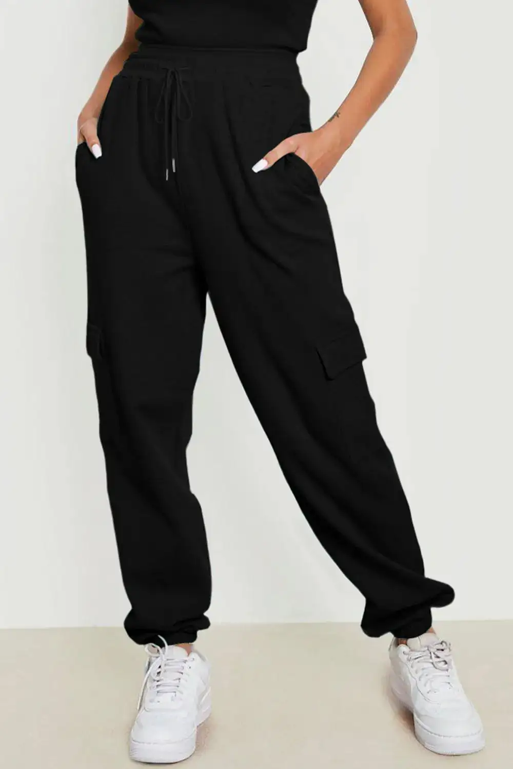 Polished Drawstring Pocket Detail Pants