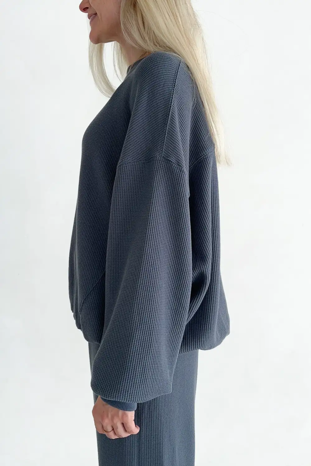 Minimal Waffle Knit Sweatshirt