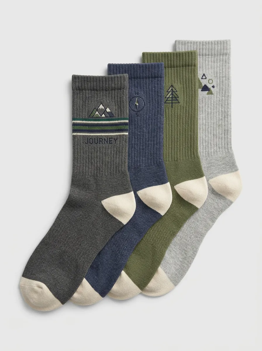 Essential Printed Edit Men's Four Pair Socks