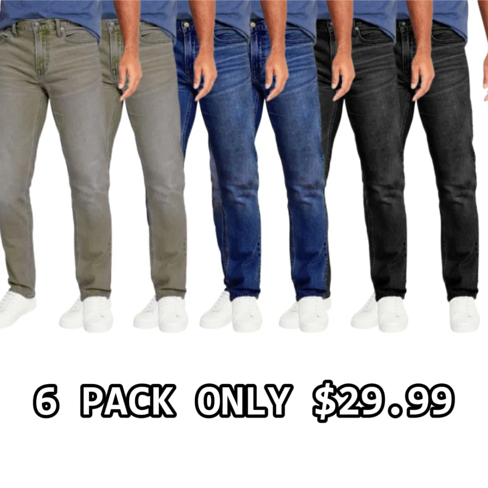 Men's Flex Stretch Slim Straight Jeans Classic Denim