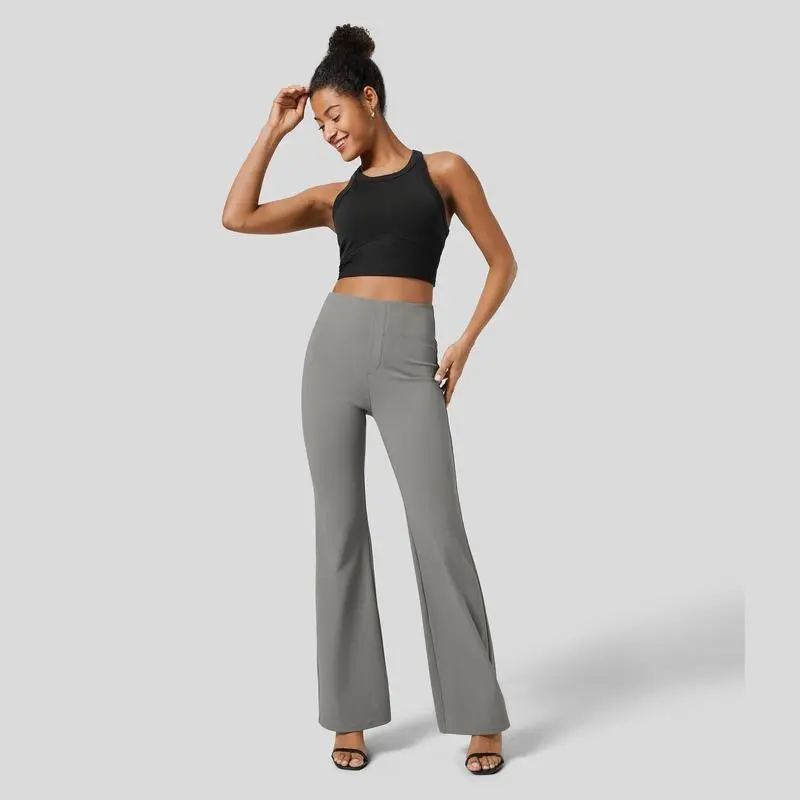 Flex High Waisted Back Side Pocket Slight Flare Work Pants