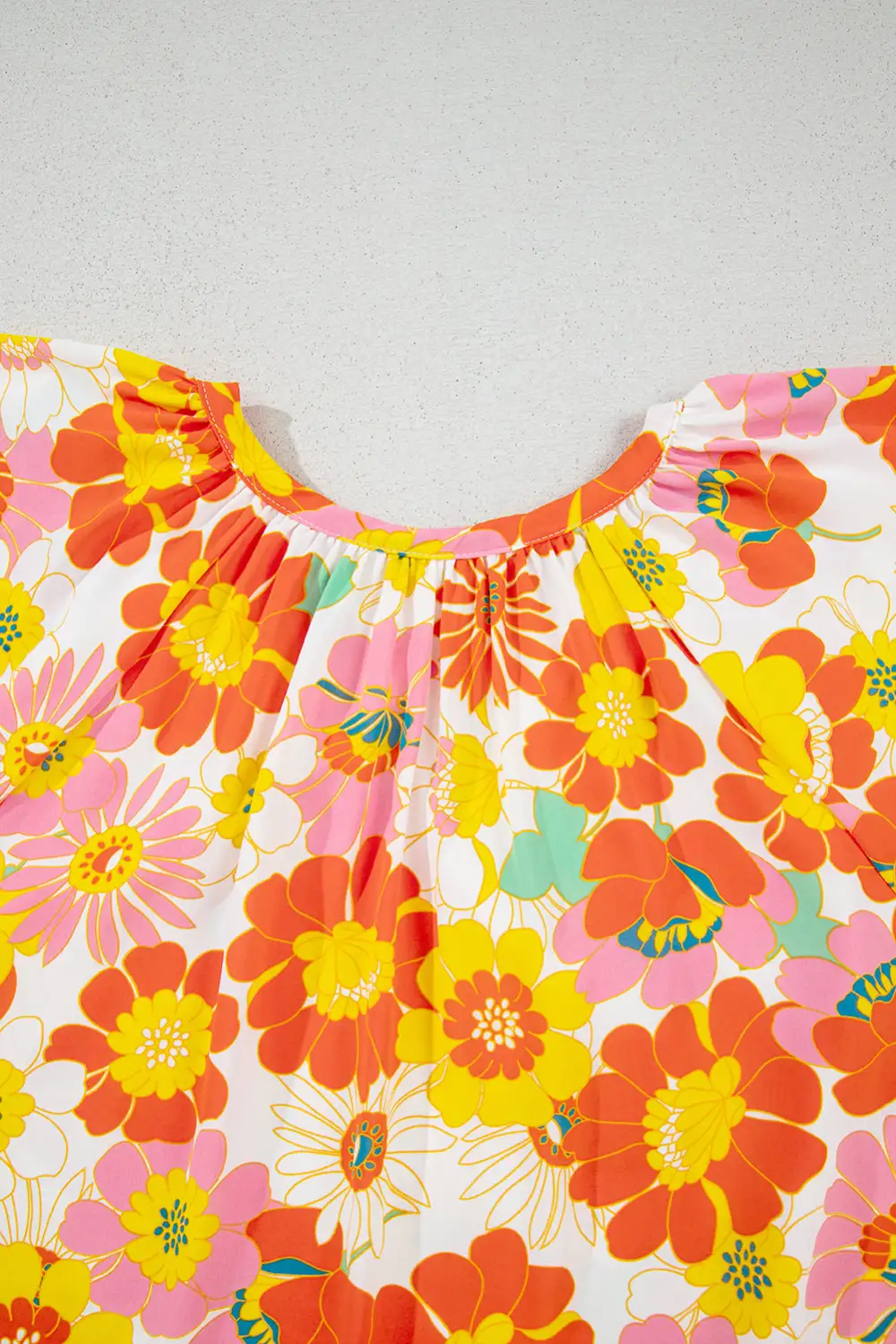 Floral Abstract Print V-Neck Blouse